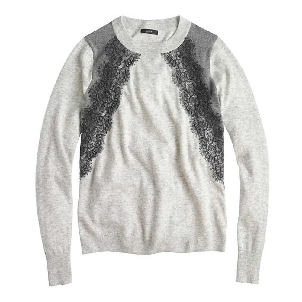 J. Crew Colorblock Lace Panel Sweater